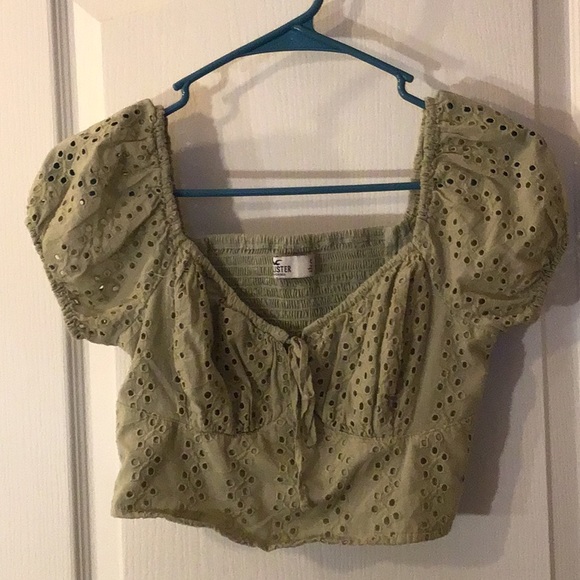 Hollister Tops Sage Green Hollister Eyelet Lace Crop Top Small
